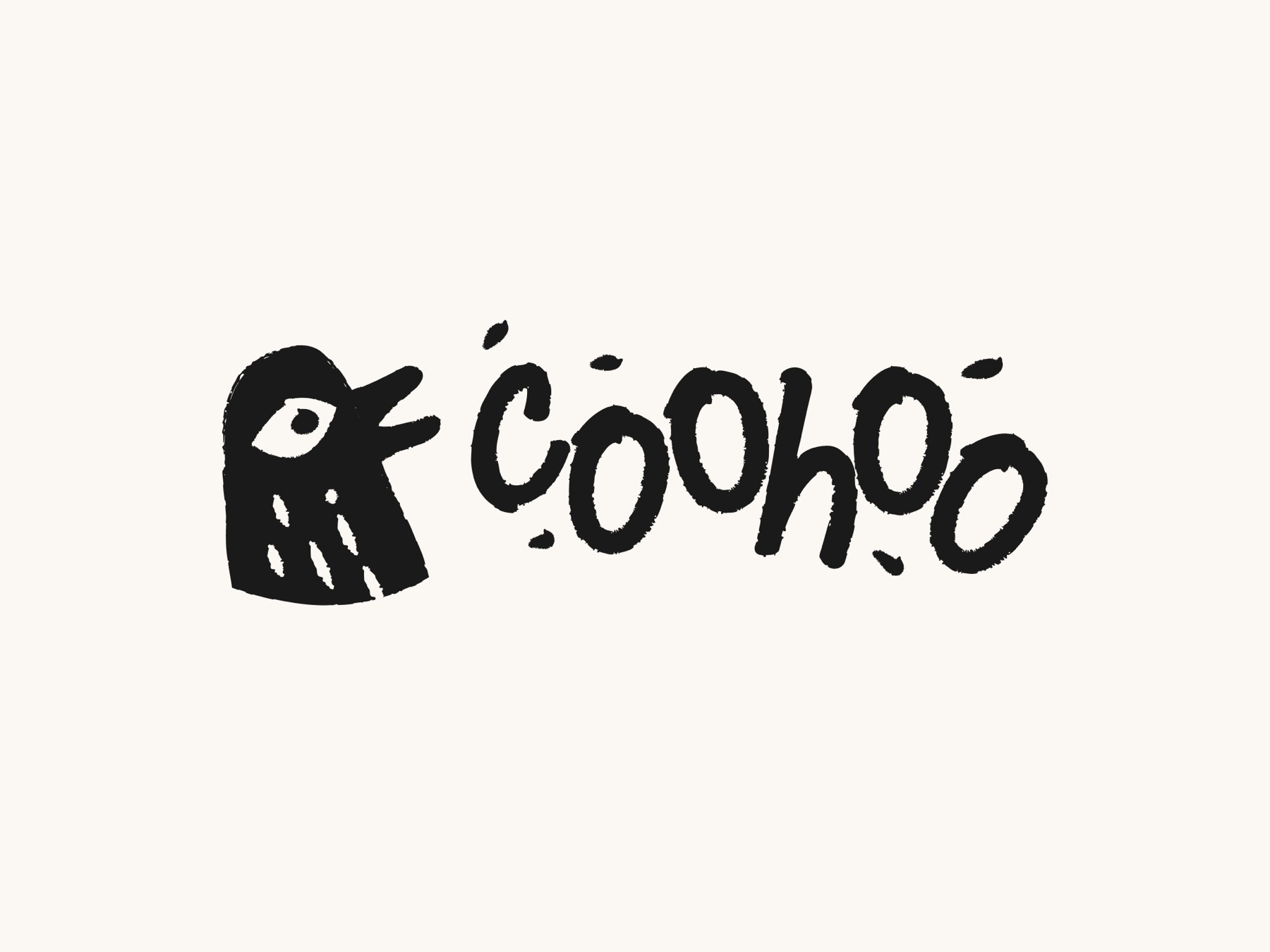 Coohoo brand: scribbled bird mark and wordmark